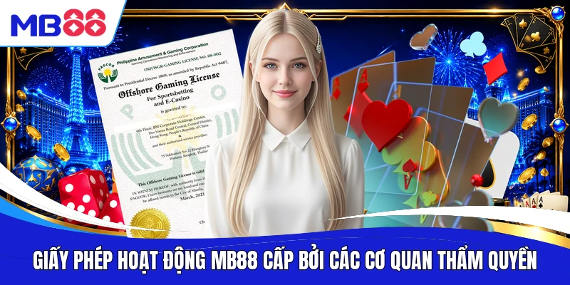 Giấy phép hoạt động MB88 cấp bởi các cơ quan thẩm quyền